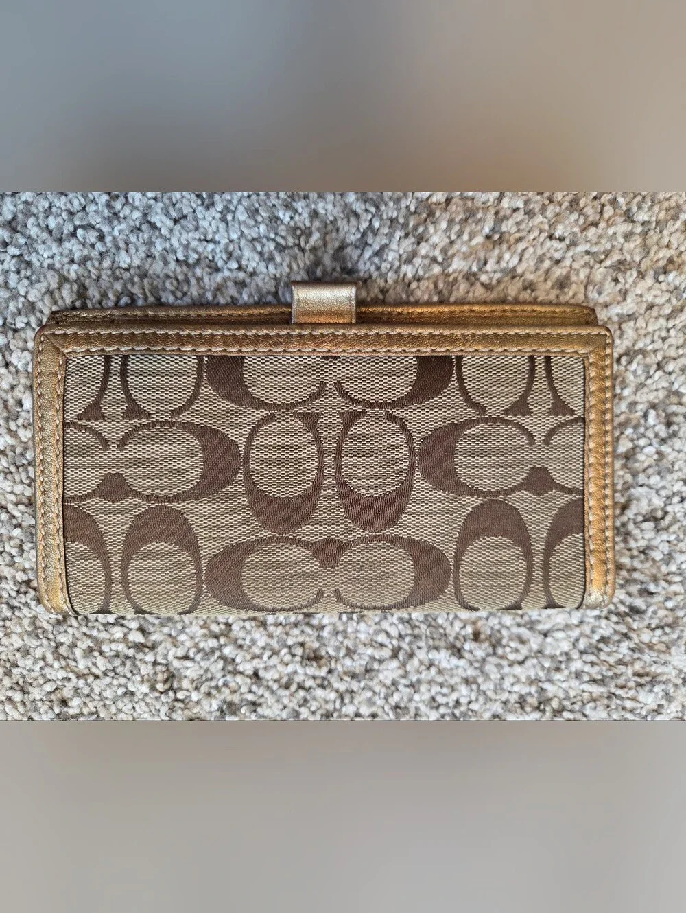 Vintage Y2K Coach Signature Wallet Set • Metallic Gold Canvas Bundle